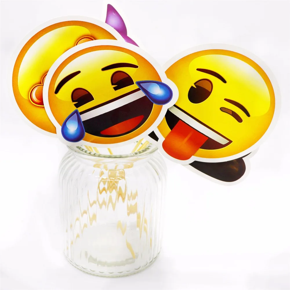1 Set Emoji Photo Booth Props Pesta Topeng Lucu Tersenyum
