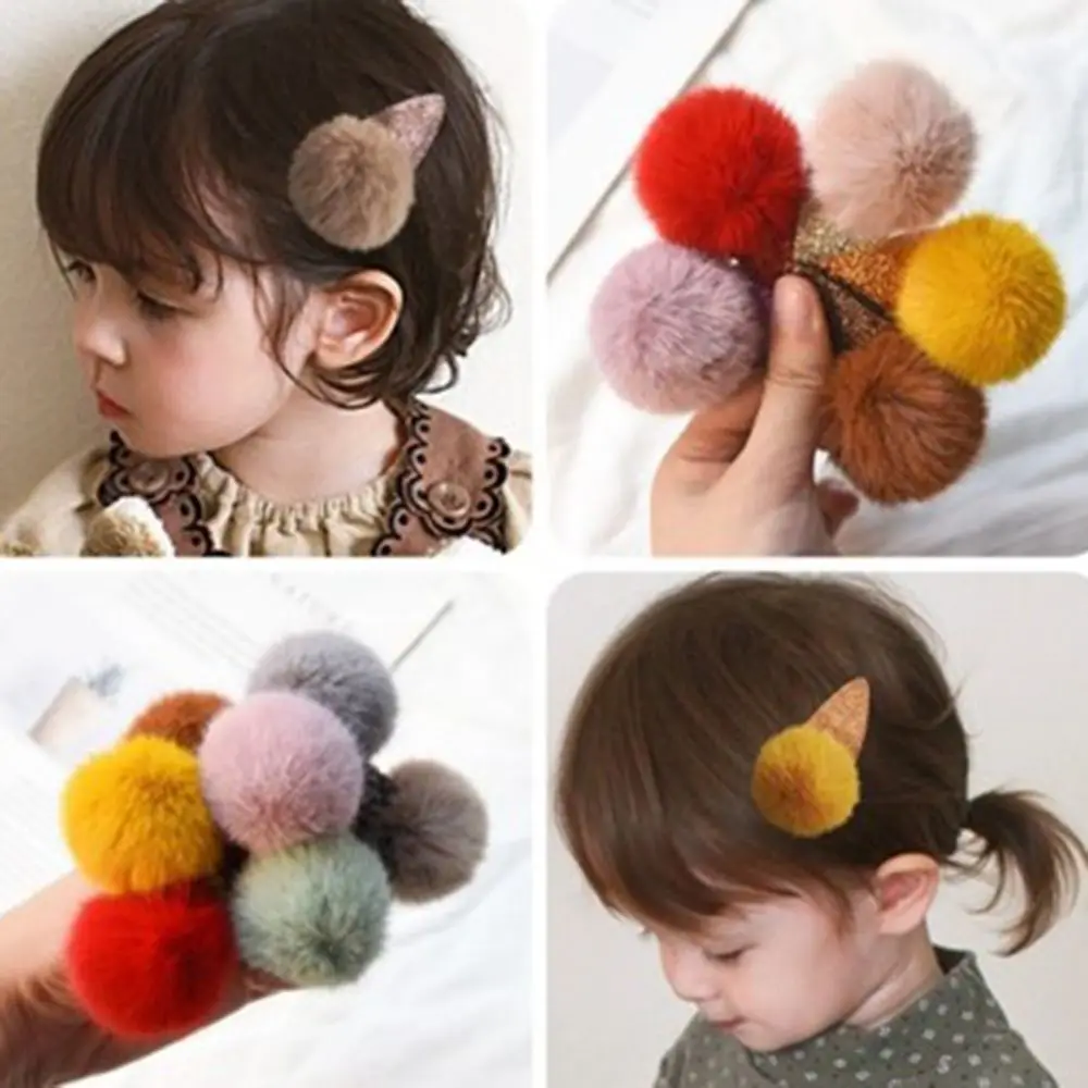 

1PC Baby Girl Soft Fur Ball Hair Clip Handmade Barrettes Head Accessories Ball Pompom Hair Clip hair accessories for Children