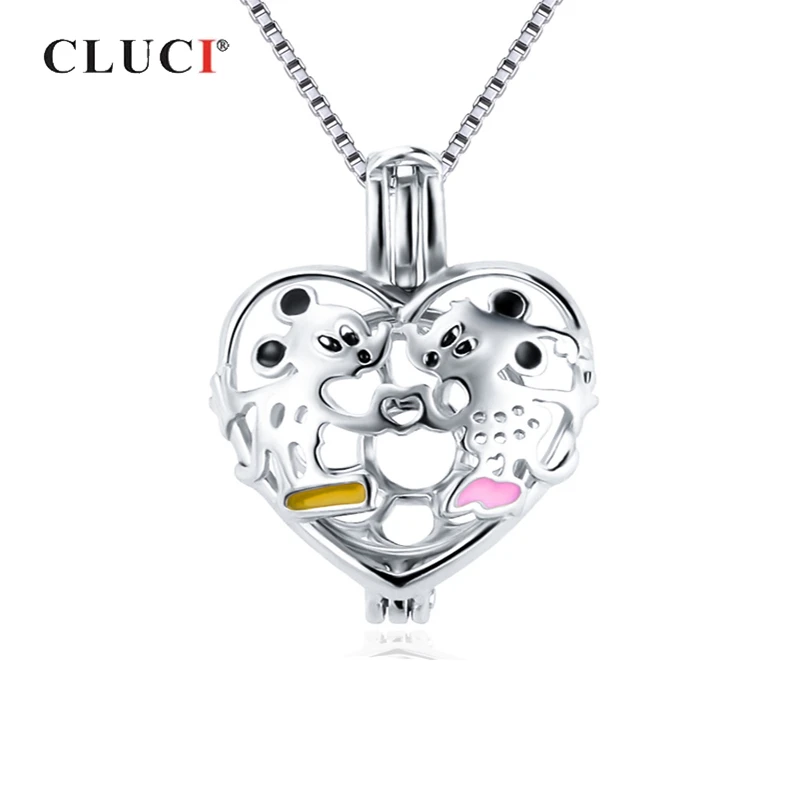 

CLUCI Silver 925 Heart Pearl Pendant Locket for Women Necklace Jewelry 925 Sterling Silver Charms Pendant Mother's Day Gift