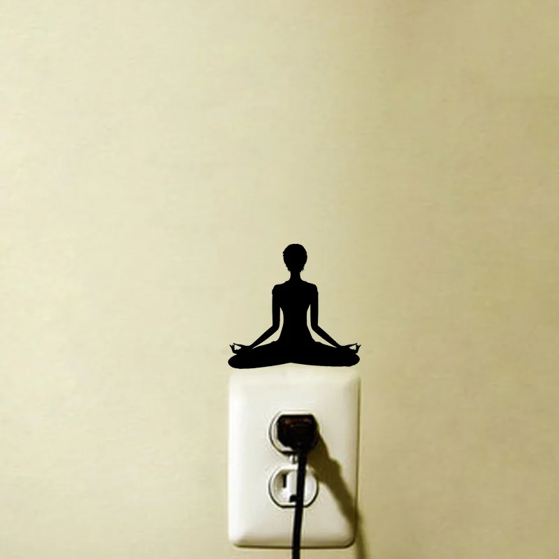 Йога винил для медитации светильник переключатель Стикеры дома Наклейка на стену 5WS1018