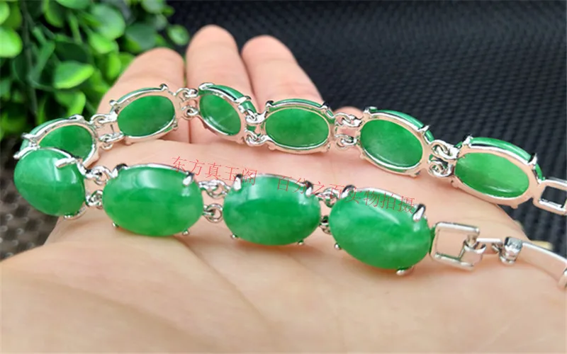 925 Silver Bracelet Green Jade bracelet jade inlaid green single alloy
