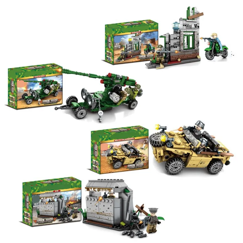 

2019 Military Army World War II WW2 SWAT Soldiers Cannon Armored Vehicle Building Blocks Bricks Kids Toys Compatible With Lego