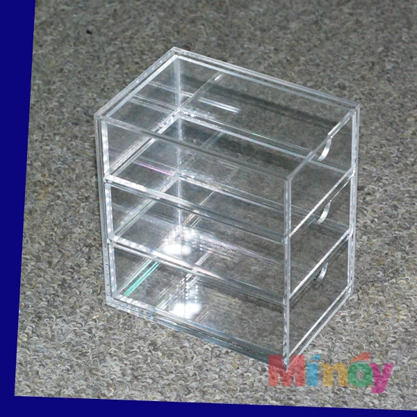 3 lattices clear rectangle acrylic Plastic Drawers storage box 8.8cm x