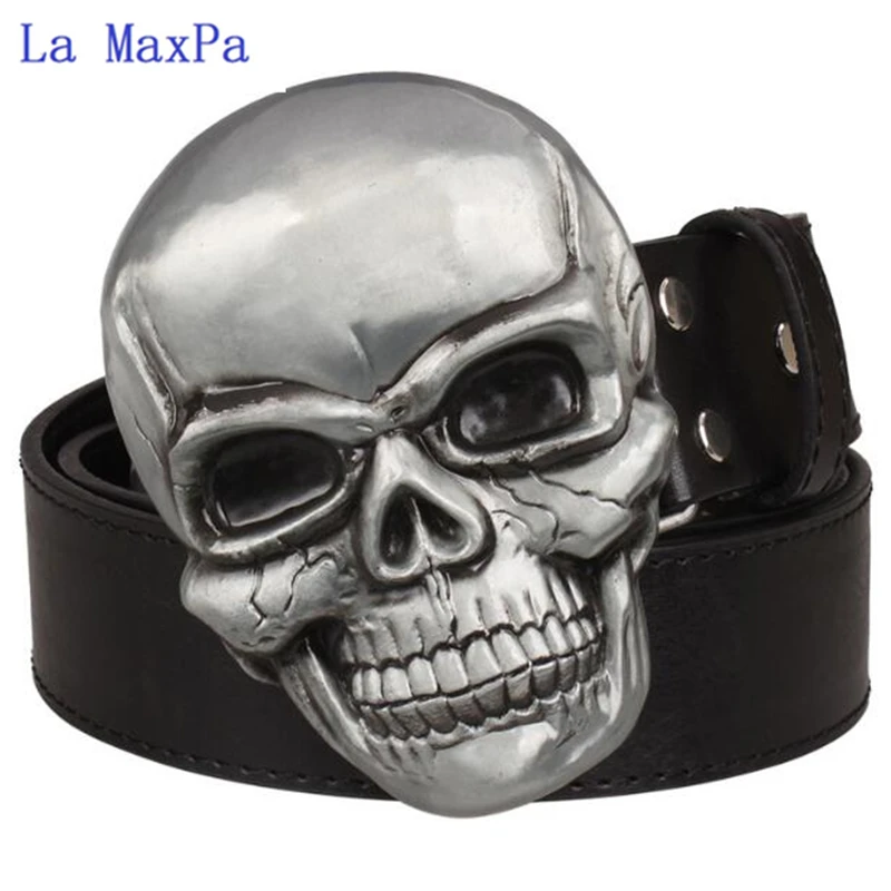 

Fashion Exaggeration men's belt Big skull belt metal buckle skull belts Skeleton men punk rock belt performance hip hop girdle