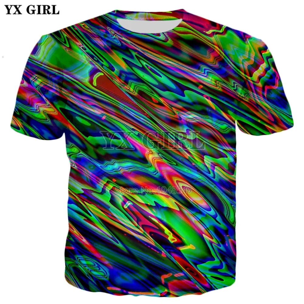 YX GIRL 2018 summer New style Oil Spill t shirt psychedelic swirl of ...