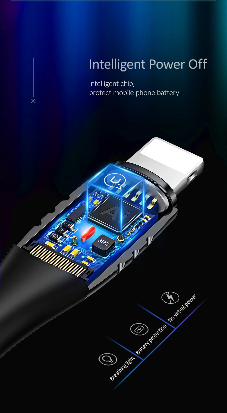 USAMS Smart power-off USB кабель провод для быстрой зарядки для iPhone X XR XS MAX зарядка и передача телефонный кабель для iPhone iPad