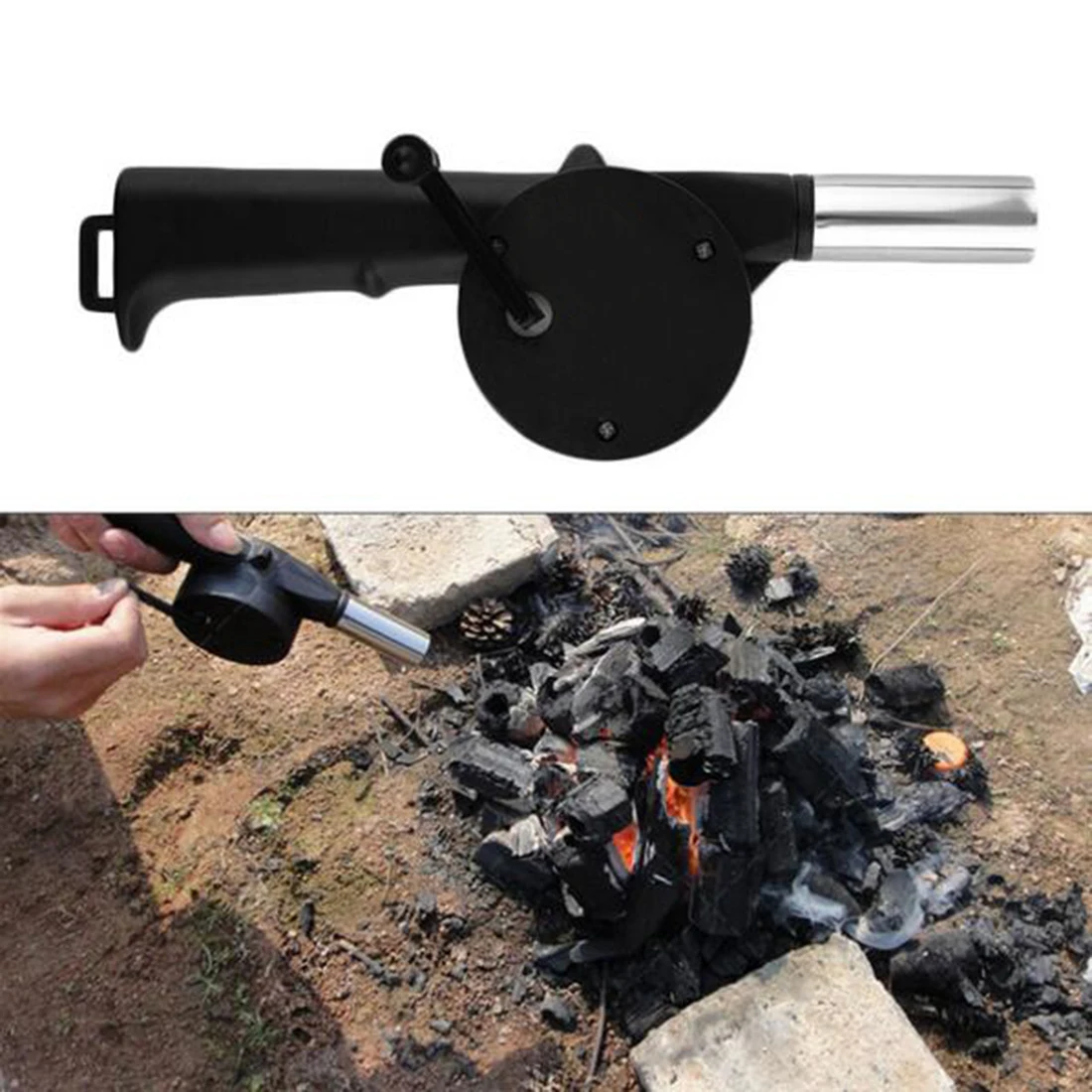 BBQ Fan Manually Blower Cranked Outdoor Picnic Camping Fan Air Blower