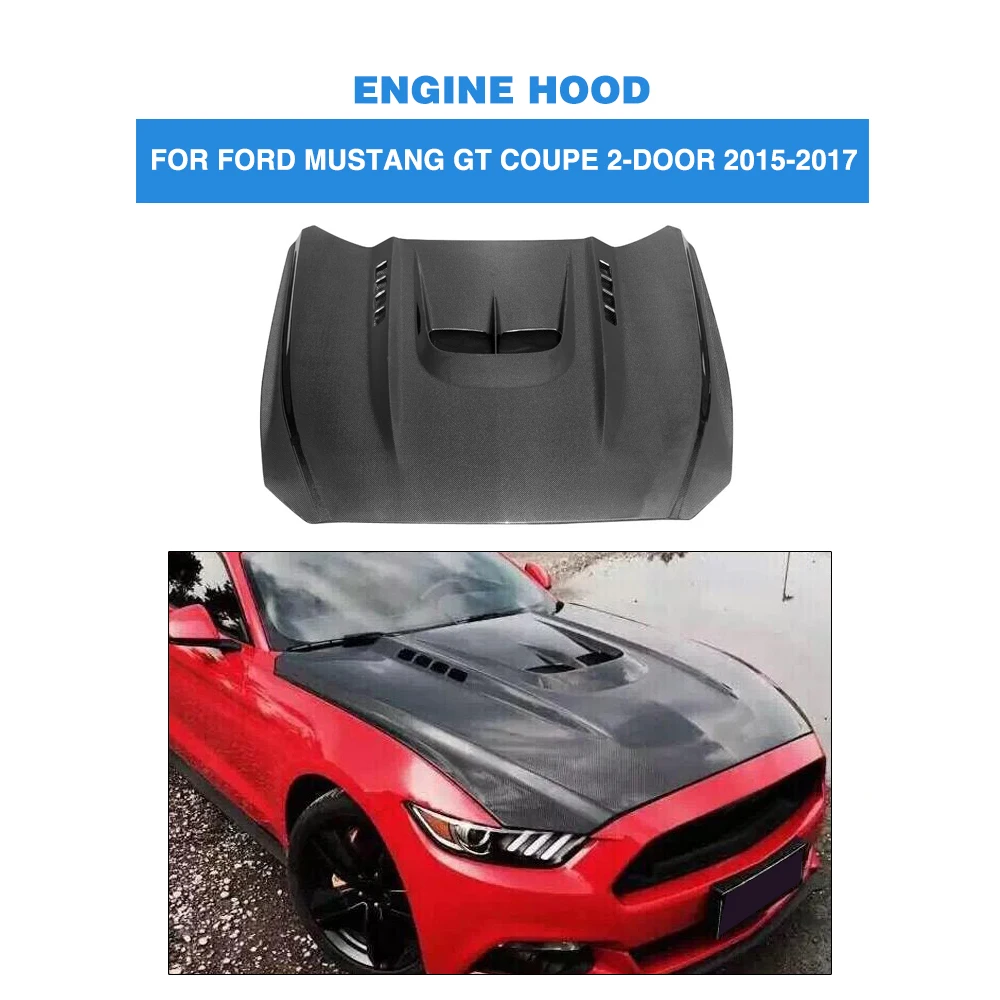 Carbon Fiber Car Front Hood Covers Auto Engine Hood For Ford Mustang Coupe Convertible 2door