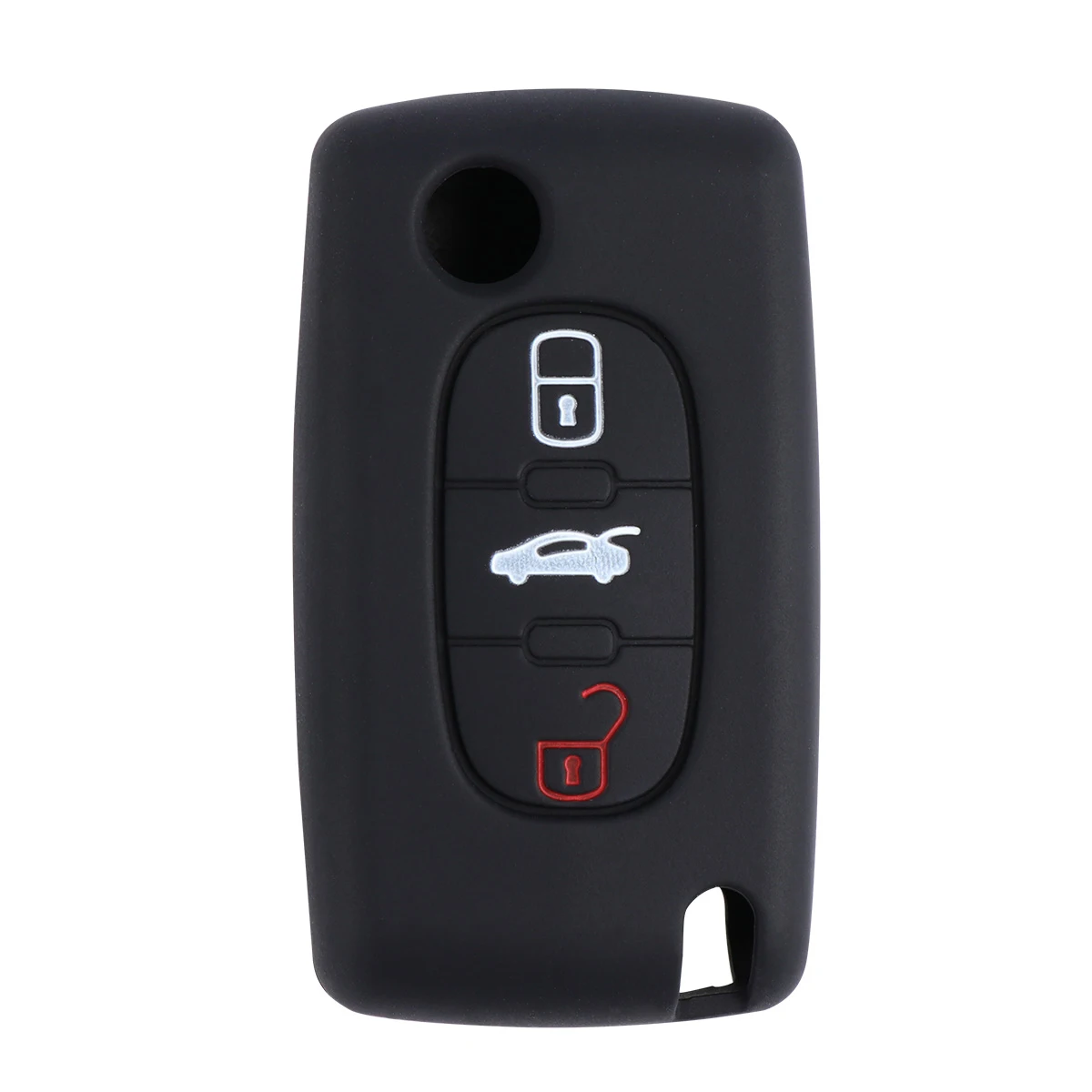 

3 Button Car Accessories Silicone Key Case Cover for Peugeot 308 (Black)