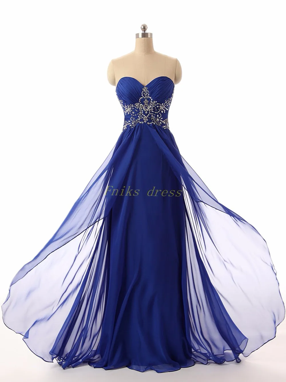 Real Photo Royal Blue Sexy Backless Long Formal Evening ...