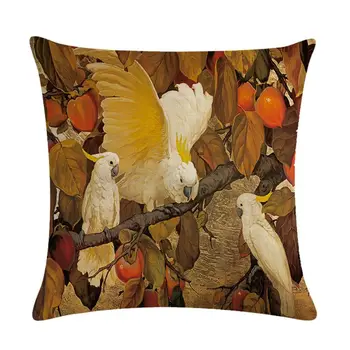 

1Pc 45x45cm Minimalist Modern Linen Home Decorative Pillow Cover Tropical Parrot Bird Pant Oil Painting Printed Pillow Case