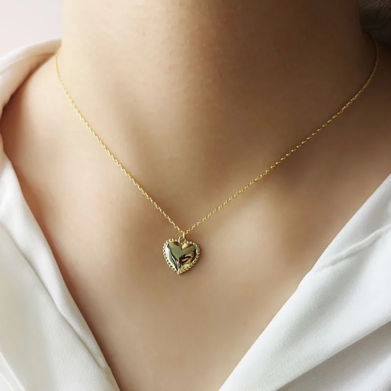 Silvology стерлингового серебра 925 глянцевое сердце ожерелье расширенный минималистичный кулон ожерелье для женщин Модный подарок ювелирных изделий