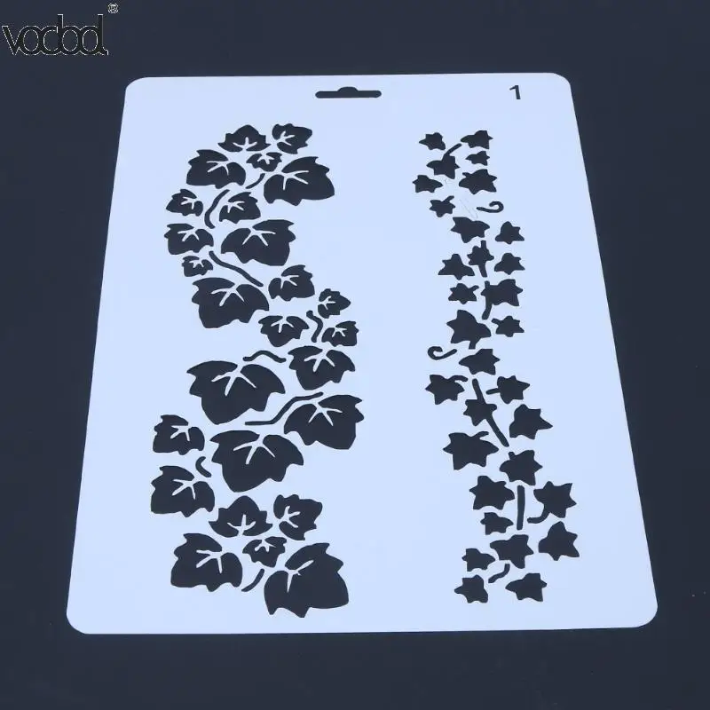

Pastic Theme Lace Template Scrapbooking Tool Grape Vine Hollow Ruler Photo Album Card DIY Spray Painting Drawing Art Stencils