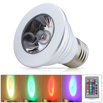 

LED Spotlight with IR Remote Controller AC85-265V 3W E27 RGB LED Bulb 16 Color Spot LED Lamp for Home Party Decoration