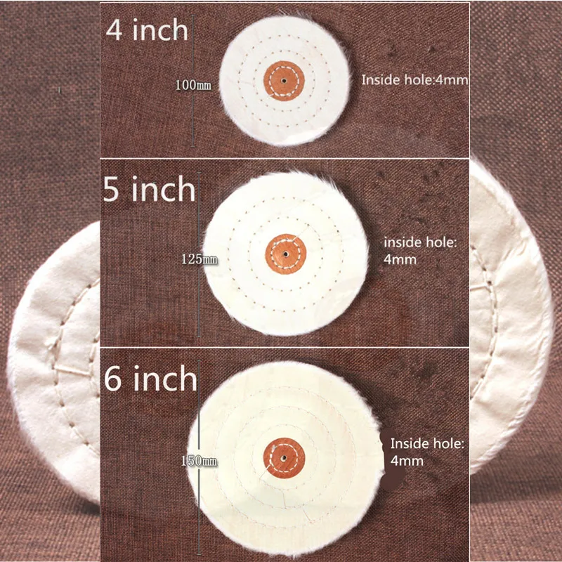 2 шт/лот хлопок стежка полировки ткань колеса " /100 мм, 5"/125 мм, " /150 мм для зеркальной полировки ювелирных изделий металлический инструмент