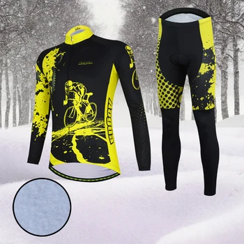 

Aogda 2018 Cycling Clothing Set Winter Bicycle Cycling Jersey Thermal Fleece Long Sleeve Bike Clothes Suit Maillot Ciclismo