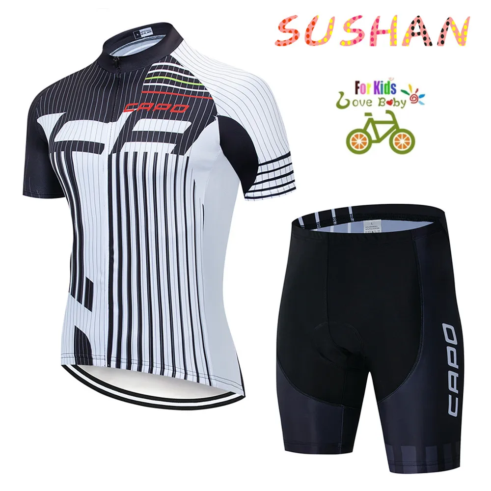 

2019 CAPO Kinderen Fiets Kleding Koele Zomer Wielertrui Shorts Gel Padded Ademende Quick Dry Pro Meisje Kid Fietsen Suits