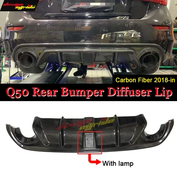 

Glossy really Carbon fiber S style Rear Bumper diffuser body kit lip With lamp Fits For Infiniti Q50 Q50S LCI diffuser 2018-in