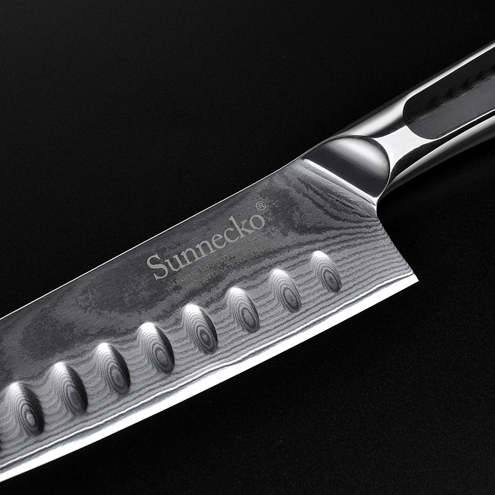 SUNNECKO Высокое качество Дамаск Santoku Ножи японский VG10 Core Сталь лезвие Кухня ножей G10 ручка Sharp утилита для очистки овощей Ножи