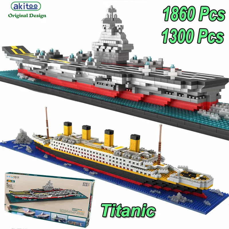 

akitoo 1206 1860pcs Cruise Ship Diamond Particles Titanic Building Bricks Block Kit 3D Boat Model Gift Compatible Lepine Creator