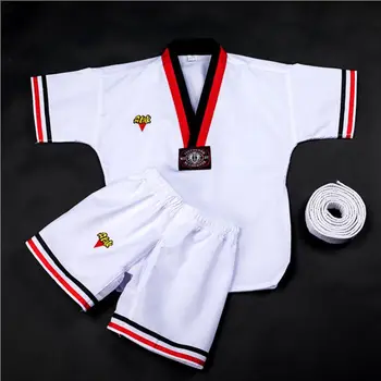 

2018 NEW Taekwondo Dobok 2 Stripe Uniform Clothes Professional Myfi Long-Sleeve Karate Suit Dedicated suit for Child and Adult