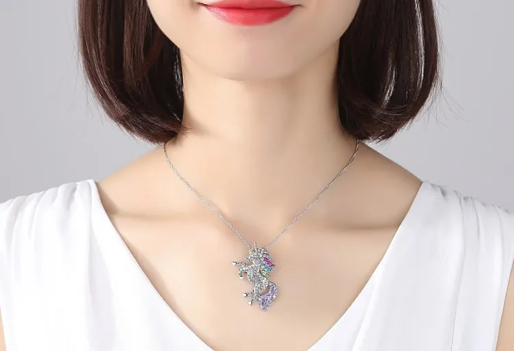 NEW Crystal From Austrian Hot Unicorn Pendant Necklace Fit Women Fine Jewelry For Party As Cute Gifts gold NEW Crystal From Austrian Hot Unicorn Pendant Necklace Fit Women Fine Jewelry For Party As Cute Gifts gold