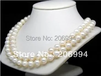 

wholesales design 35" huge 10-11mm freshwater white pearl necklace 925 silver clasp fashion jewelry,gift free shipping