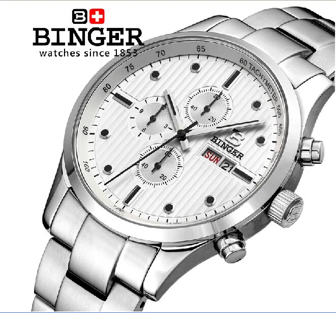 Швейцарские часы мужские роскошные брендовые наручные часы фирмы Binger, кварцевые часы из нержавеющей стали водонепроницаемые 100 м BG-0401-2