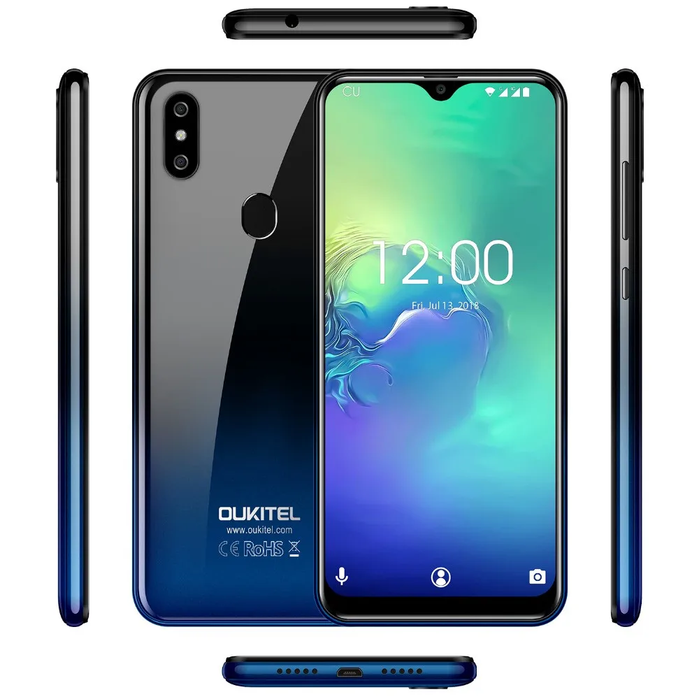 OUKITEL C15 Pro Android 9.0 3GB RAM 32GB Mobile Phone MT6761 Fingerprint Face ID 4G LTE Smartphone 2.4G/5G WiFi Waterdrop Screen