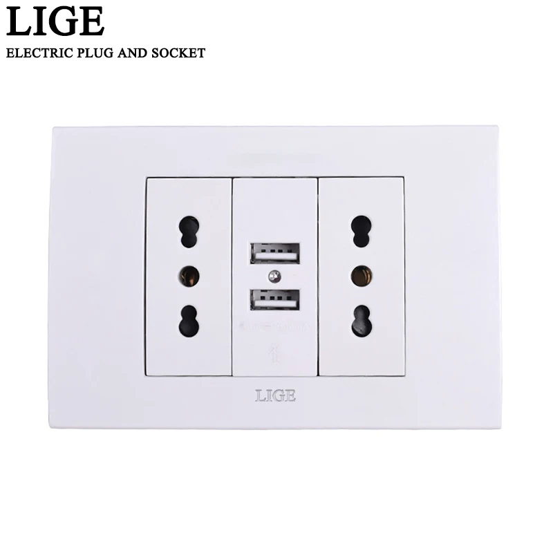 LIGE разъем Best Dual USB порты и разъёмы 2000mA стены зарядное устройство адаптер 16A ЕС