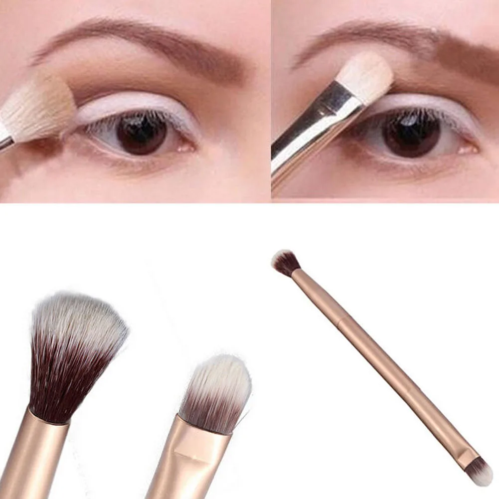 

New Double Head Cosmetics Makeup Brushes Eyelashes Blush Elegant Bleached Mental Eye Shadow Brush Professional Styling Tools
