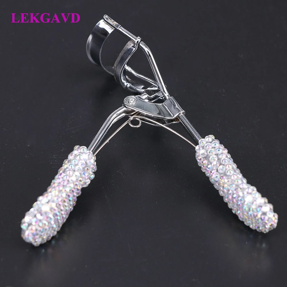

Shining Crystal Stainless Steel Eyelash Curler Fashion Silver Handle Eye Curling Eyelash Curler Clip Beauty Tool