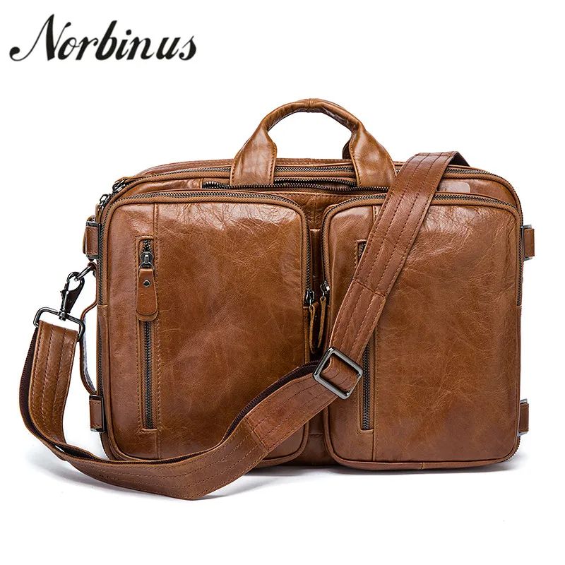 Norbinus Echt Leer Mannen Aktetas Capaciteit Zakelijke Laptop Tas Multifunctionele Messenger Schoudertassen Mannelijke Reizen Back Pack Norbinus Echt Leer Mannen Aktetas Capaciteit Zakelijke Laptop Tas Multifunctionele Messenger Schoudertassen Mannelijke Reizen Back Pack