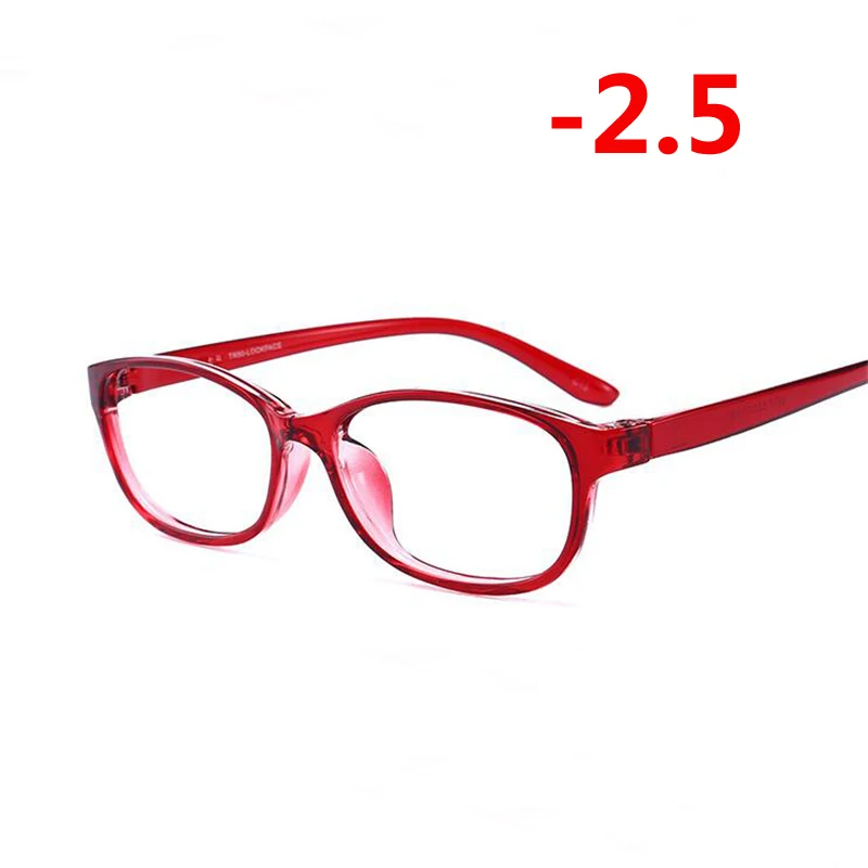 TR90 квадратный готовой близорукость очки Для женщин Для мужчин с коротким прицел глаз очки красная рамка Близорукость очки-1,0-1,5-2,0-2,5-3-3,5-4,0 - Цвет оправы: Myopia 250