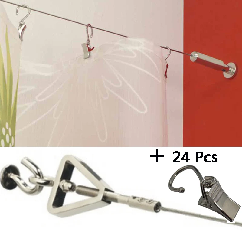 5M Curtain Drapery Drape Wire Rod Set and 24 Clips ,Sidney , Curtain Accessories for Window Decoration 5M Curtain Drapery Drape Wire Rod Set and 24 Clips ,Sidney , Curtain Accessories for Window Decoration