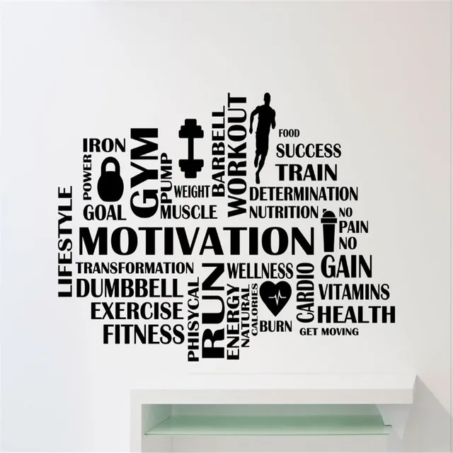 gym motivational words wall decal fitness sport wall sticker home words for fitness