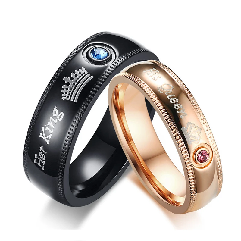 His Queen &amp; Her King Wedding Bands Crown Wedding Rings for