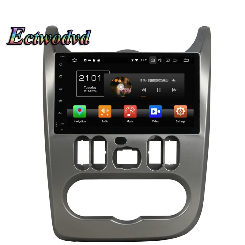 Discount Ectwodvd Octa Core 4G RAM 64G ROM Android 9.0 Car Multimedia DVD Player GPS HeadUnit For Renault Logan/Sandero/Duster 2015 2016 4