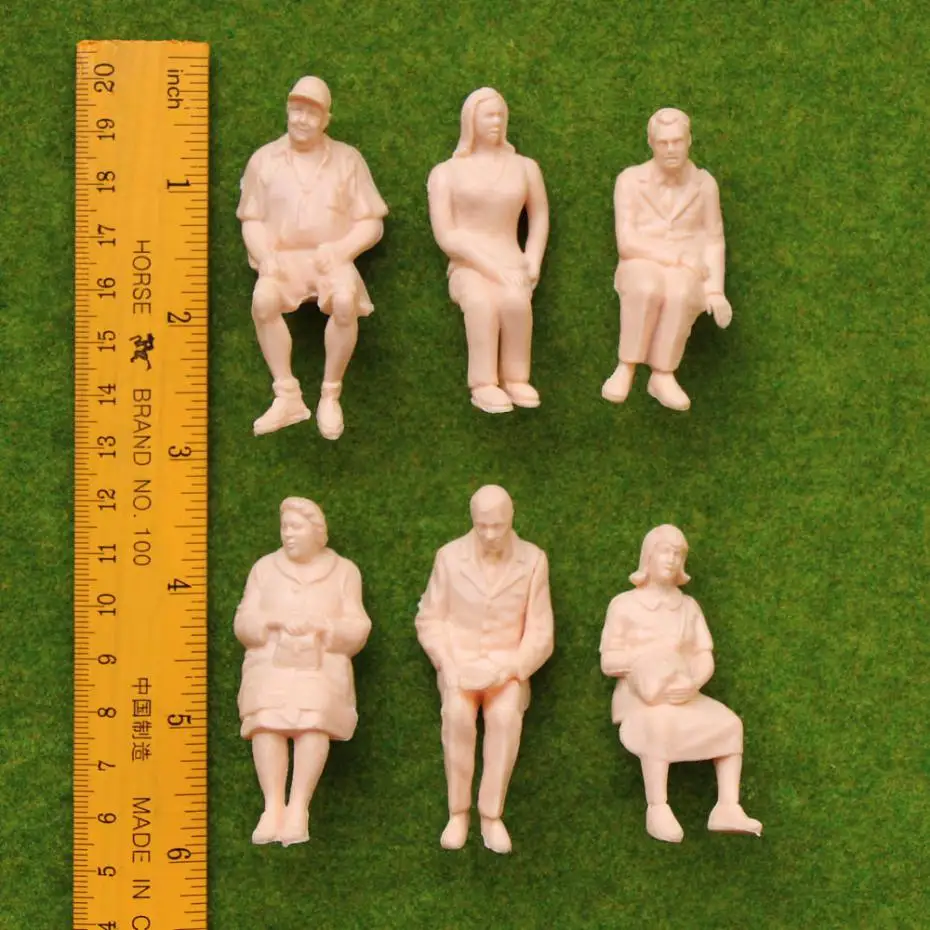 P2514 6pcs G scale Figures 1:25 All Seated Unpainted People Model Train Railway 