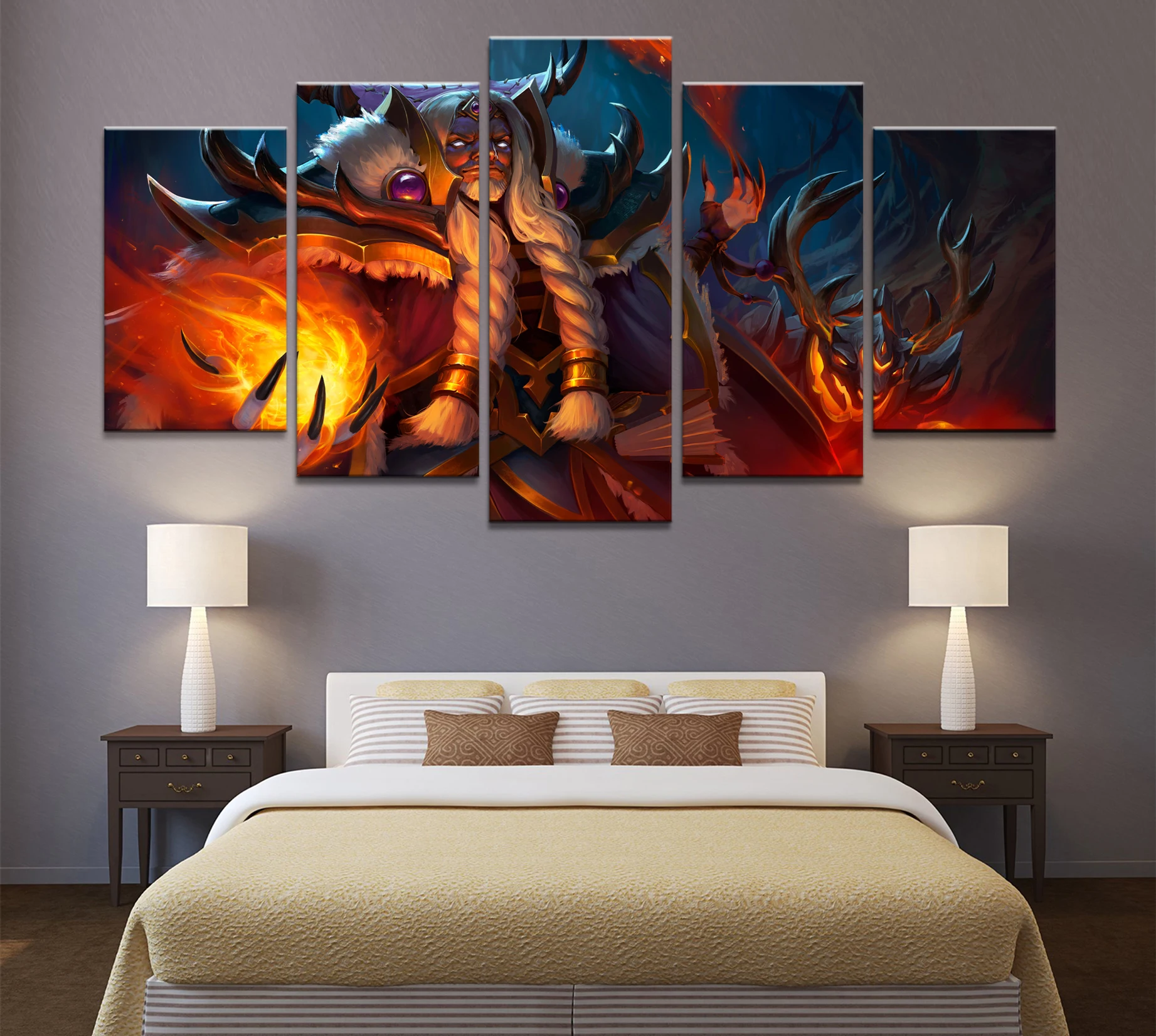  5 Piece HD Picture DOTA 2 Game Poster Wall Sticker Paintings Artwork Canvas Art for Home Decor Wall