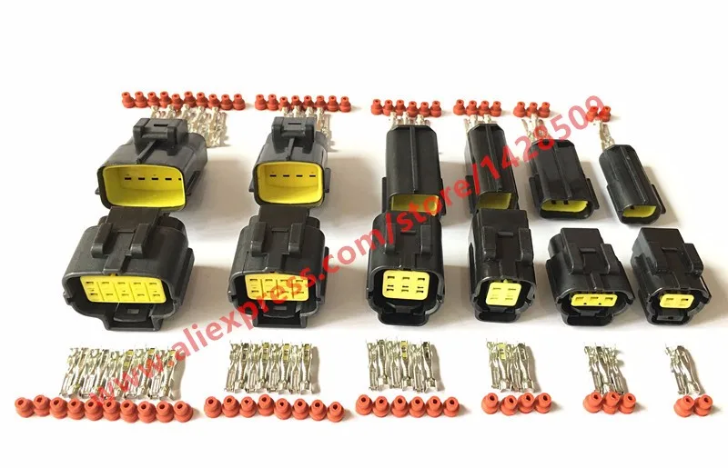

30set Kit 2/3/4/6/8/10 Pin Way Waterproof Wire Connector Plug Car Auto Sealed Electrical Car denson connector 174259-2 318623-5