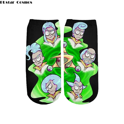 Модные хип-хоп аниме мультфильм Рик и Морти 3D печать укороченные носки цветные колготки плотные милые galaxy шланг повседневные короткие носки - Цвет: 1