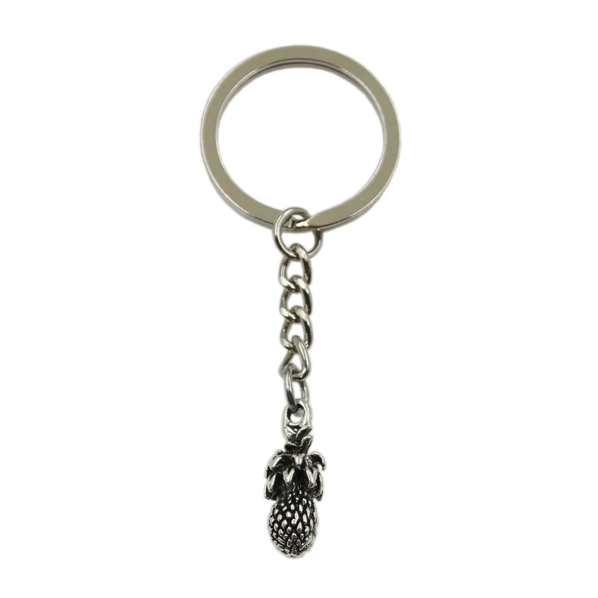 

new fashion men high quality car keychain DIY metal holder chain silver bromeliaceae ananas pineapple pendant for Gift