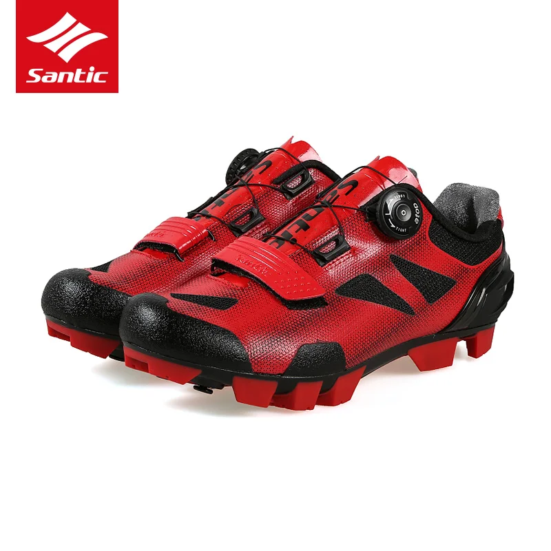 Santic/Мужская обувь для велоспорта MTB; дышащая обувь для горного велосипеда; обувь для верховой езды с самоблокирующимся верхом; спортивная обувь для велоспорта; Zapatillas Ciclismo; Новинка года - Цвет: Красный