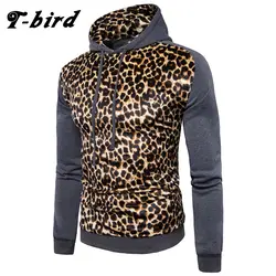 T-Bird толстовки Для мужчин Leopard Модные принты Для мужчин s хип-хоп толстовка Moletom Masculino брендовая мужская осень шить Повседневный пуловер