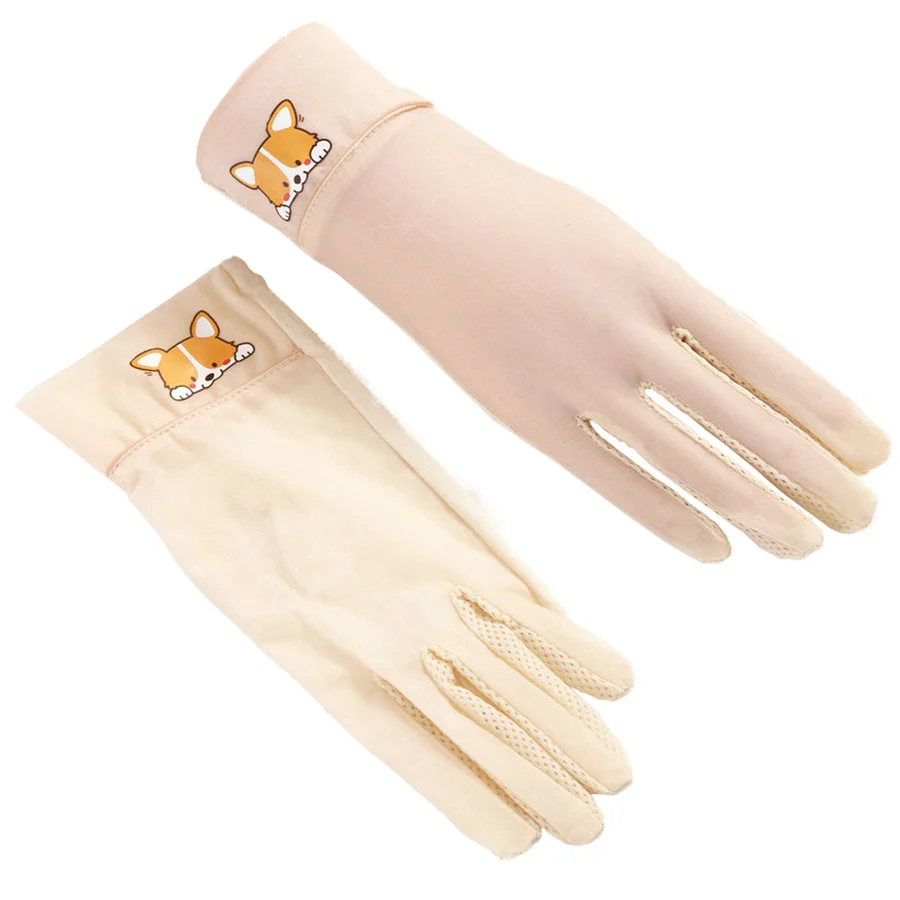 

Female Simulation Silk Elastic Gloves Sun Protection UV Thin Section Ice Silk Stickers Hand Touch Screen Driving Skid 3-TBFS09