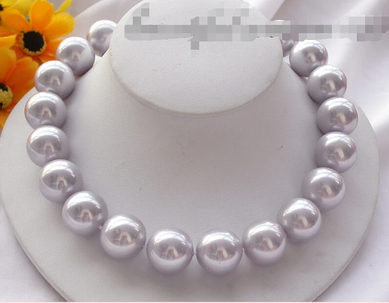 

Free shipping >>>>>z3501 17" 20mm lavender round SOUTH SEA SHELL PEARL NECKLACE