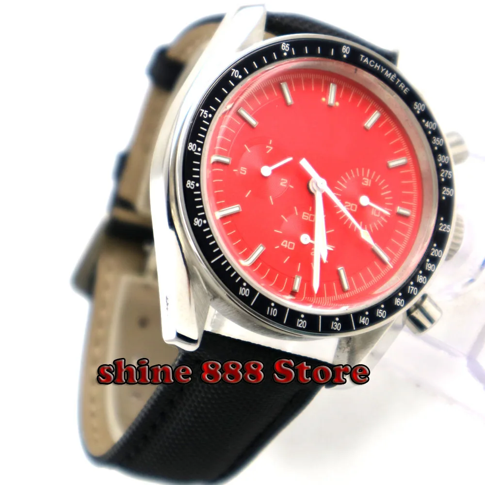 

Bliger 40mm red Sterile dial date GLass Luxury Luminous Automatic Movement men's Watch