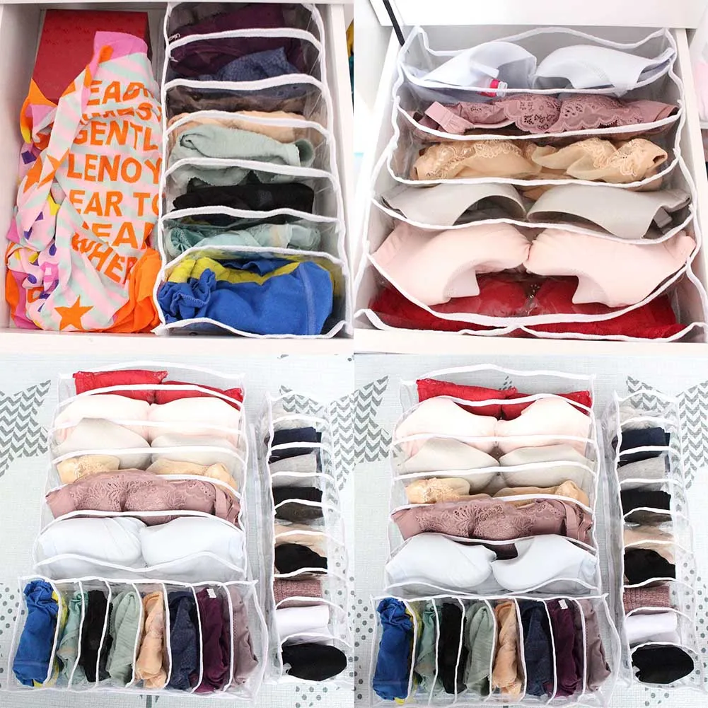 

Lovely Useful Underwear Socks Bra Storage Box Organizer Transparent Portable for Bedroom Drawer LXY9