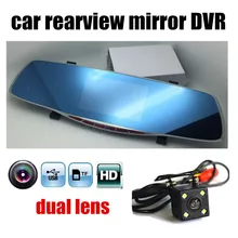 car rearview mirror auto DVR dual lens dash cam recorder video registrator camcorder full HD night vision 4.3 inch screen
